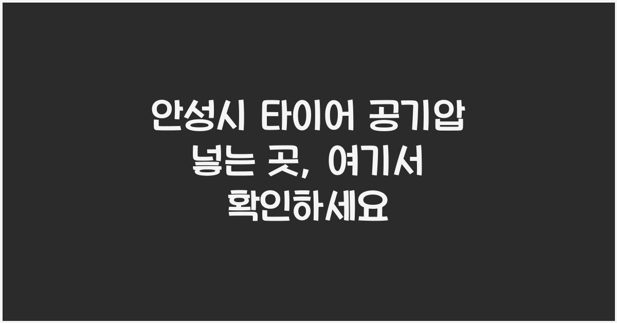 안성시 타이어 공기압 넣는 곳