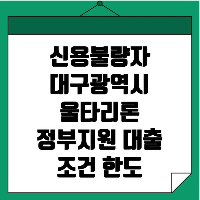 신용불량자 대구광역시 울타리론 정부지원 대출 조건 한도