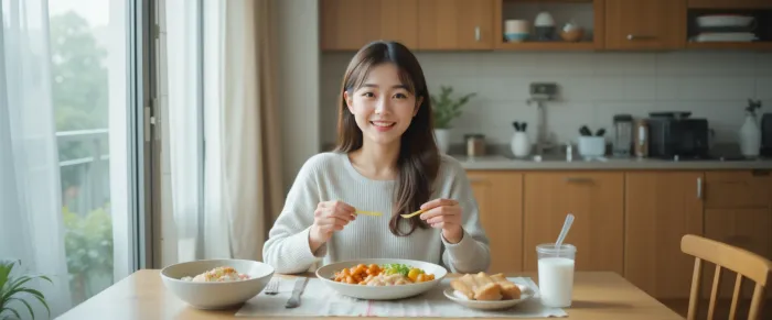 혼밥 루틴을 실천하며 집밥을 즐기는 여성의 모습