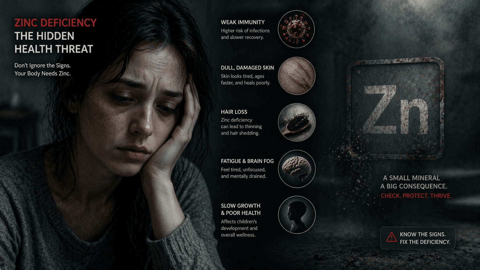 아연 결핍 증상과 위험성