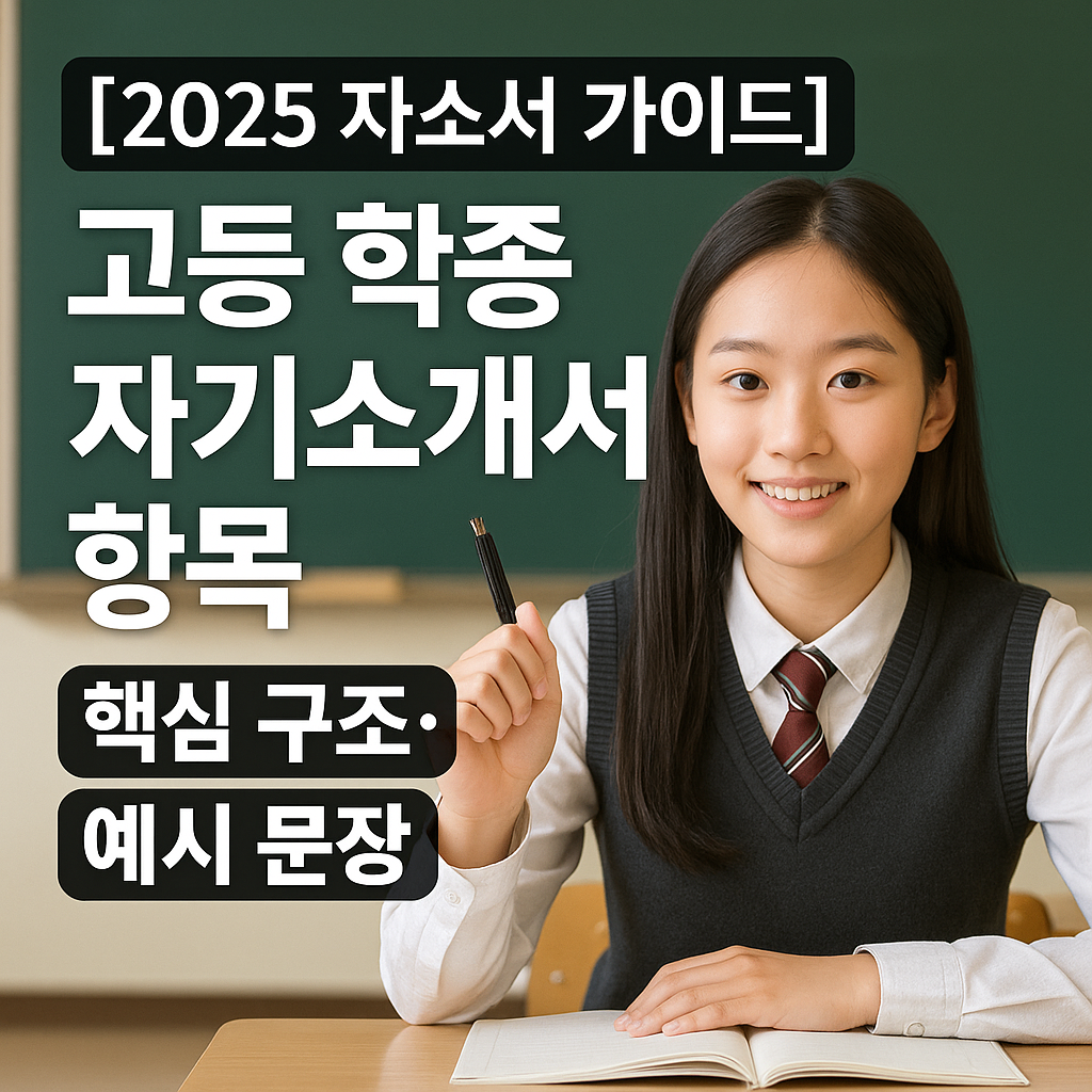 [2025 자소서 가이드] 고등 학종 자기소개서 항목 ｜ 핵심 구조·예시 문장