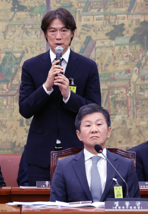 대한축구협회장 정몽규와 홍명보 국가대표팀 감독