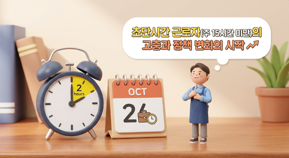 짧은 근무시간을 나타내는 달력과 시계