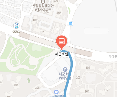해군호텔에서 인천공항 리무진 공항버스(6008번) 지도 위치