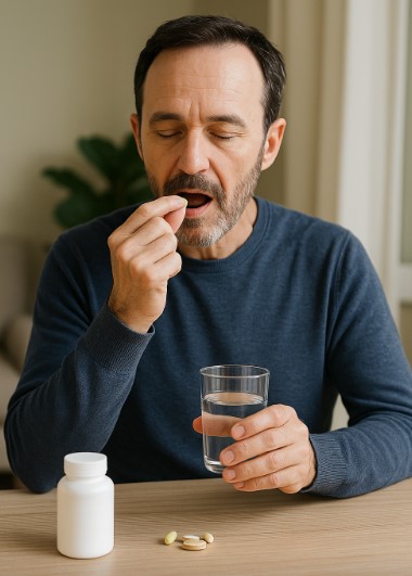 남성이 영양제 먹는 모습