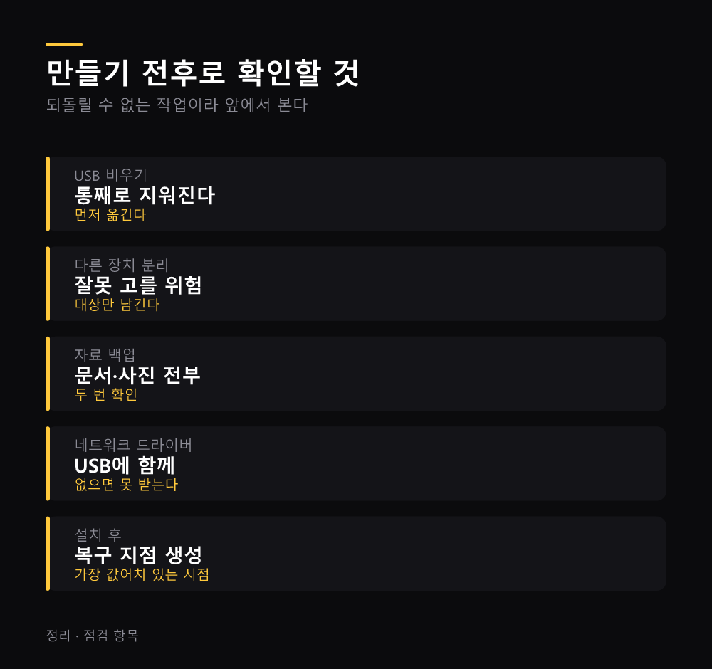 만들기 전후로 확인할 것