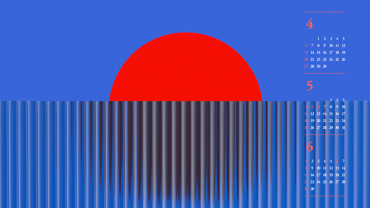 14 빨간색 반원 B - 2025년5월 노트북배경화면