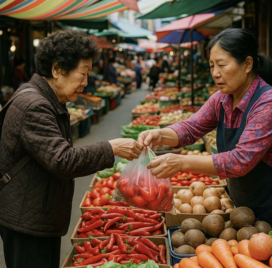 전통시장에서 소비쿠폰으로 구입