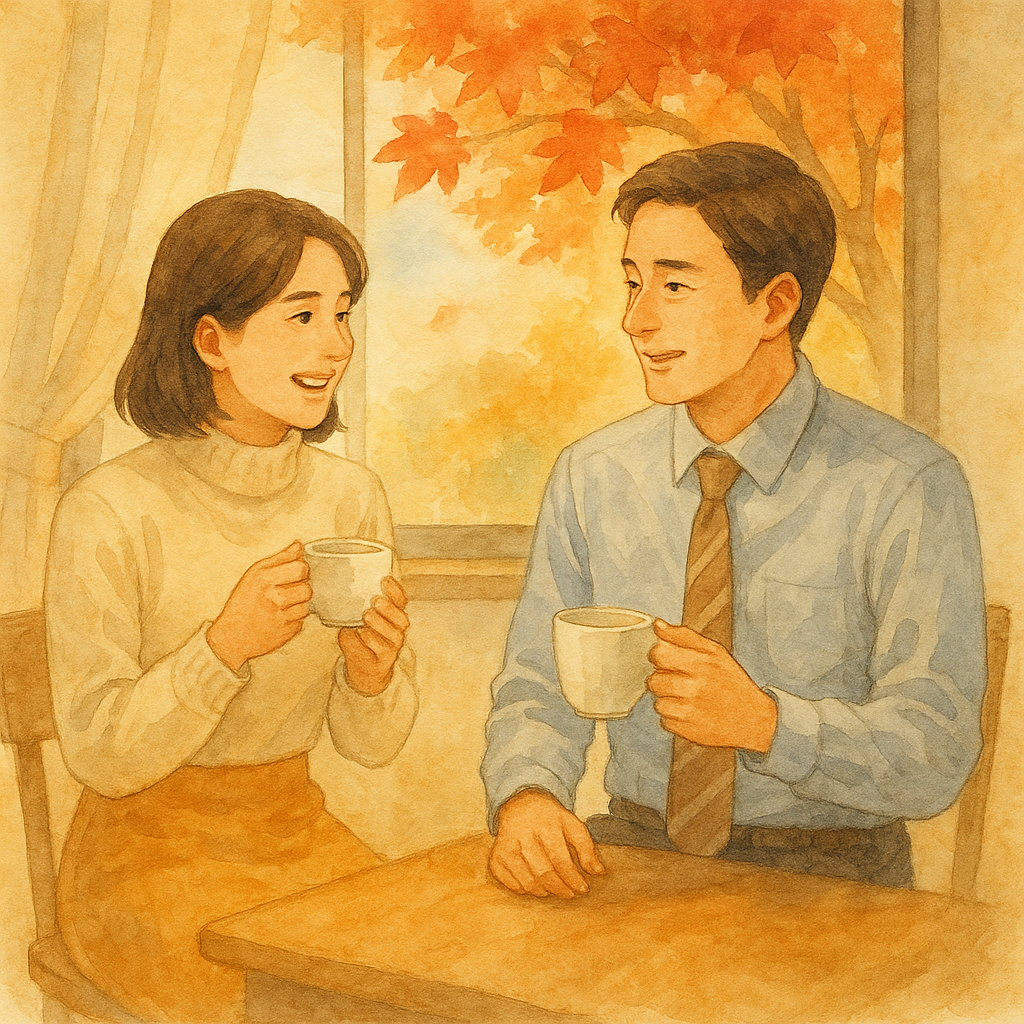 추석에 직장동료에게 보내는 인사를 표현한 일러스트