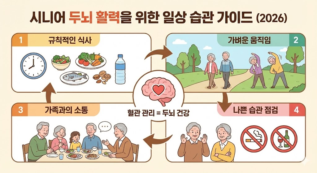 가족이 함께 실천하는 시니어 건강 루틴으로 생체 시계 안정을 돕는 이미지