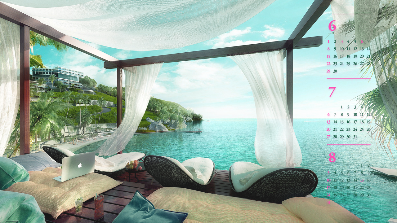07 바닷가 리조트 B - 2025년7월 노트북배경화면