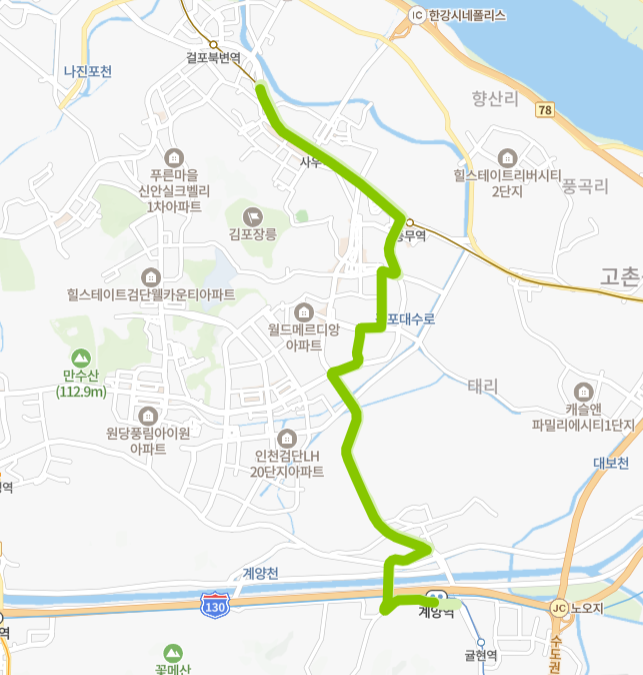 김포-인천-82번-버스-노선-지도