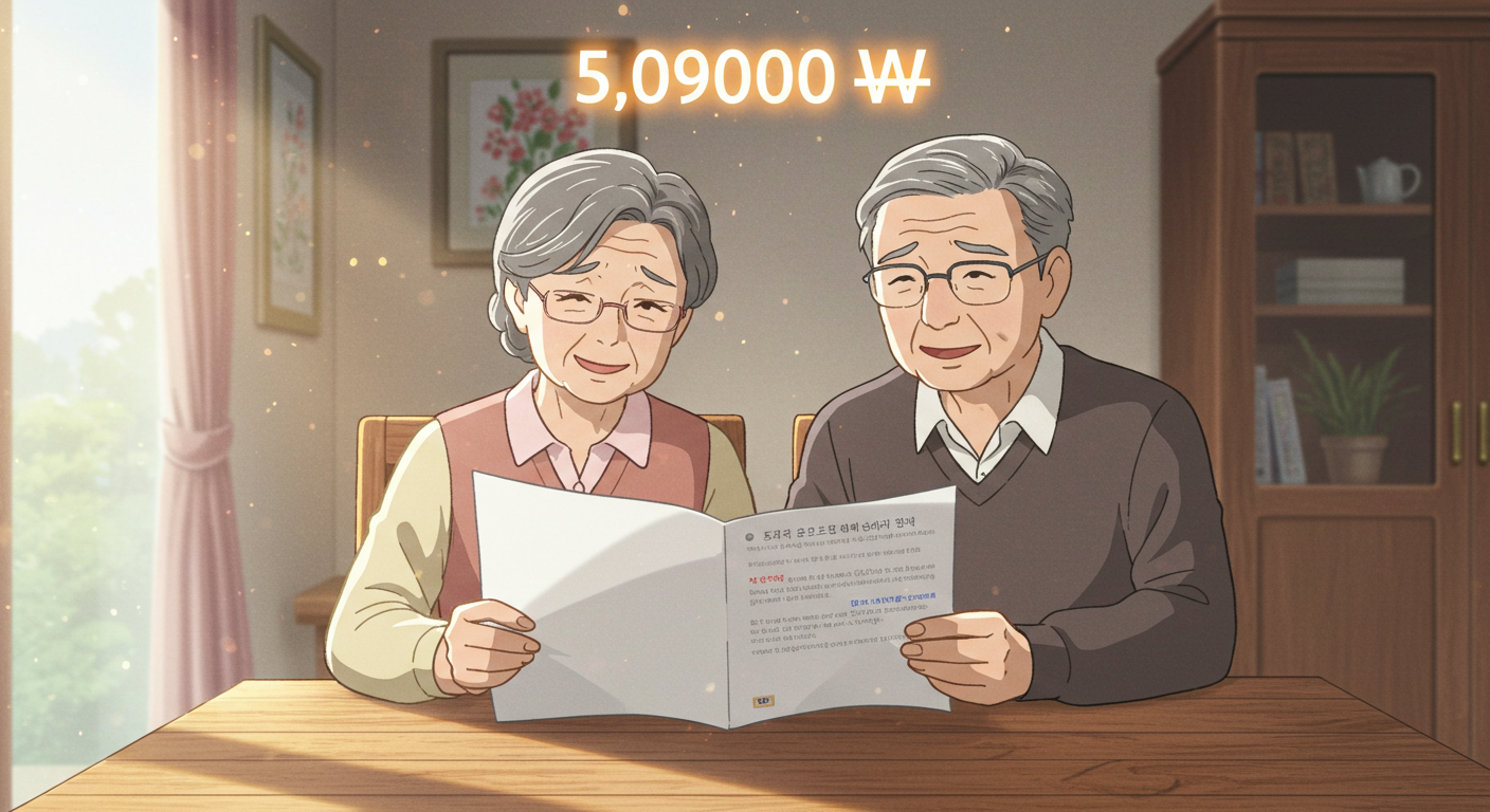 국민연금 부부감액 완화 기준을 확인하며 안도하는 부부