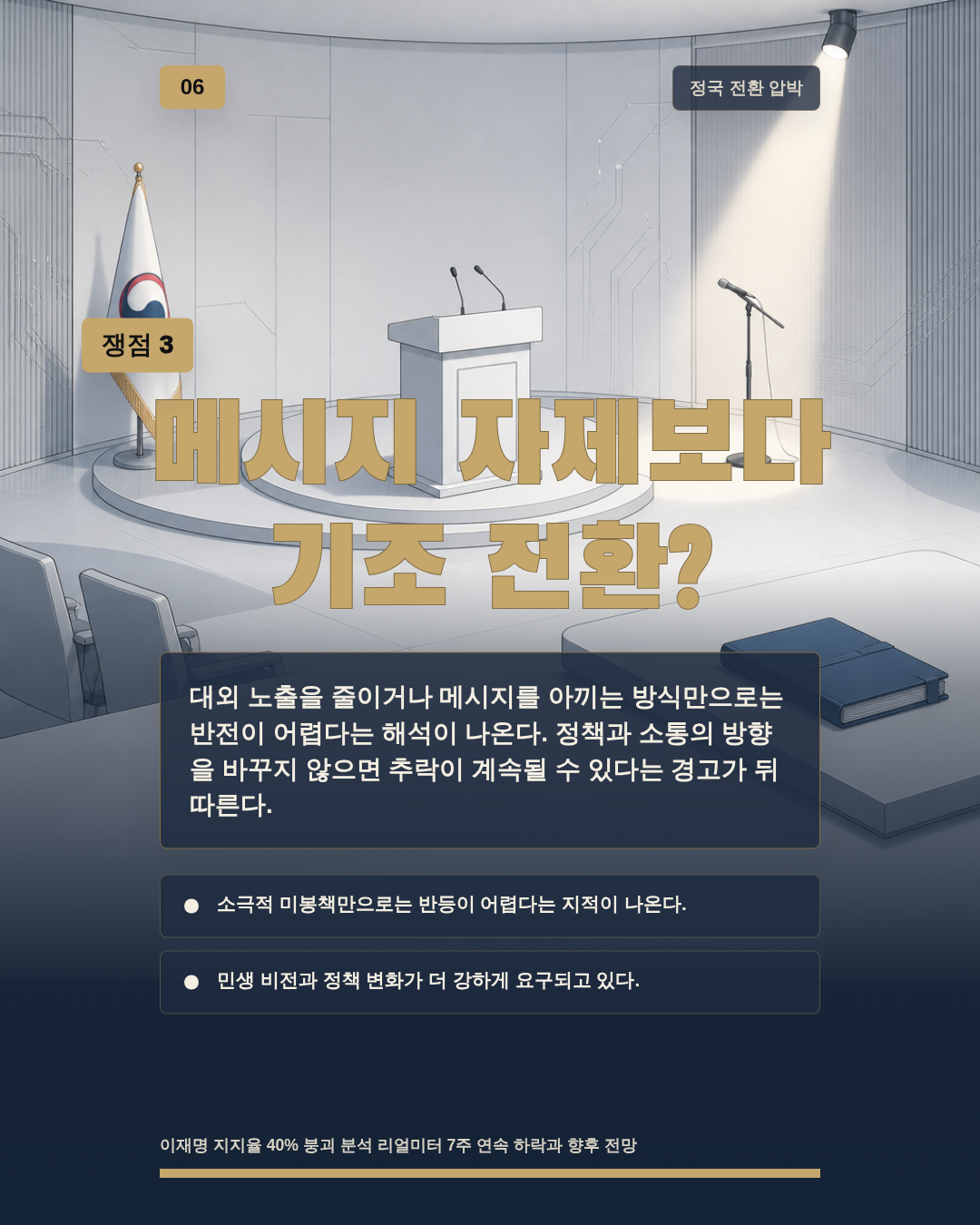 메시지 자제보다 기조 전환?
