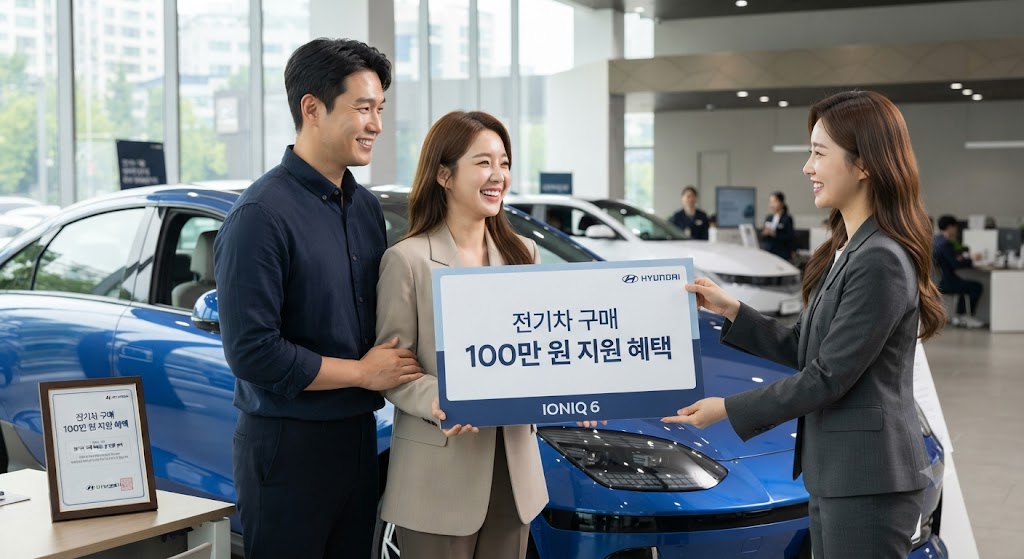 국가유공자의 손자녀가 전기차 구매 혜택 받는 모습