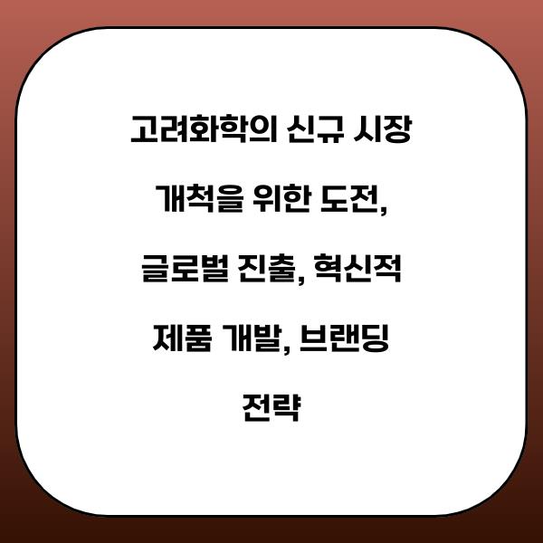 고려화학의 신규 시장 개척을 위한 도전