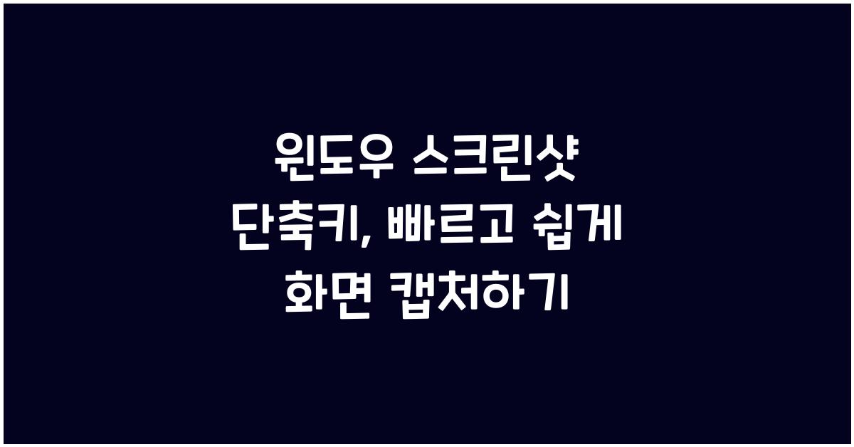 윈도우 스크린샷 단축키