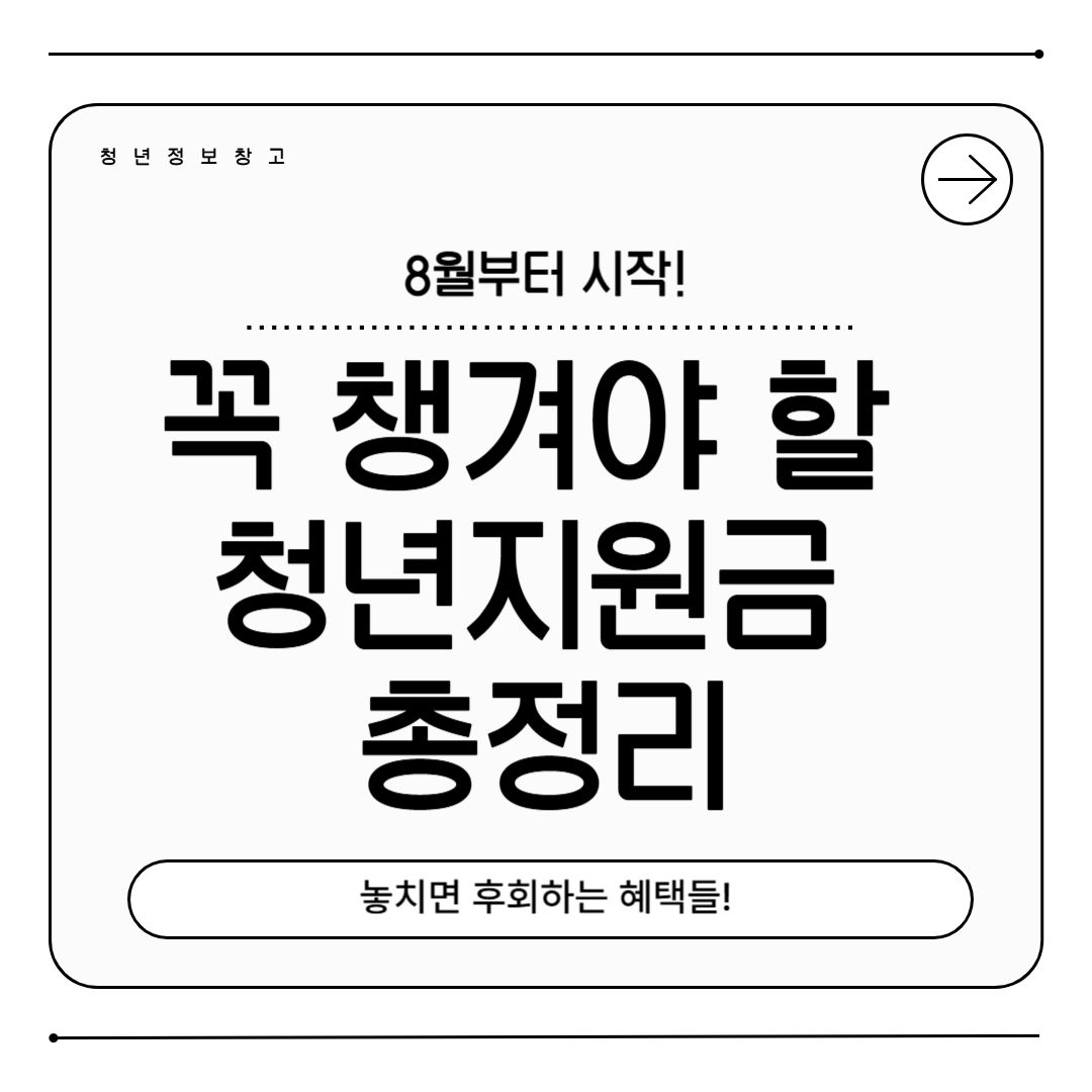 8월부터 시작! 꼭 챙겨야 할 청년지원금 총정리