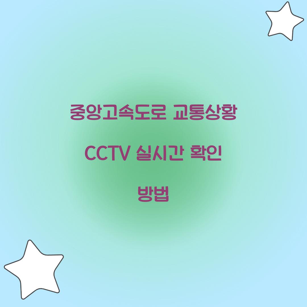 중앙고속도로 교통상황 CCTV