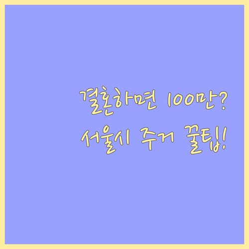 결혼하면 100만원? 서울시 주거 지..