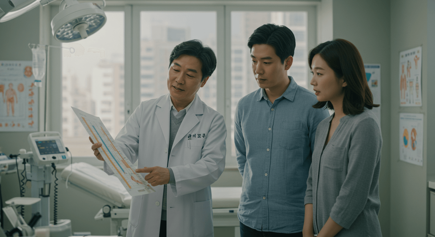 소아과 의사가 부모에게 성장곡선을 보여주며 설명하는 장면 1