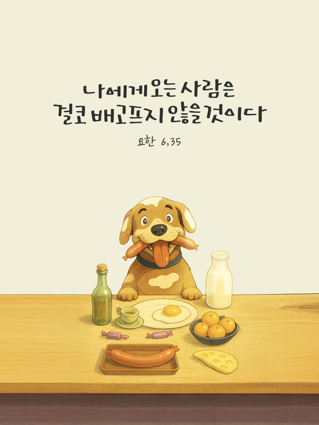 나에게 오는 사람은 결코 배고프지 않을 것이다. (요한 6,35) by 피어나네 말씀카드 말씀이미지