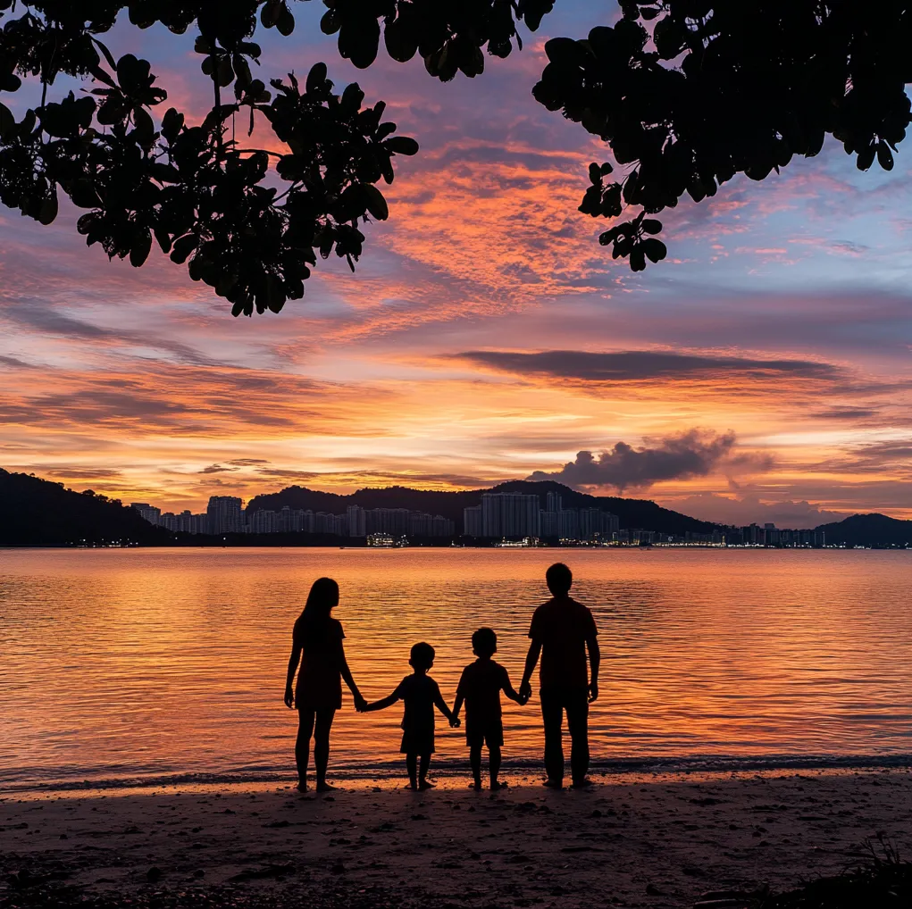코타키나발루에서-석양보는-한국인-가족-05