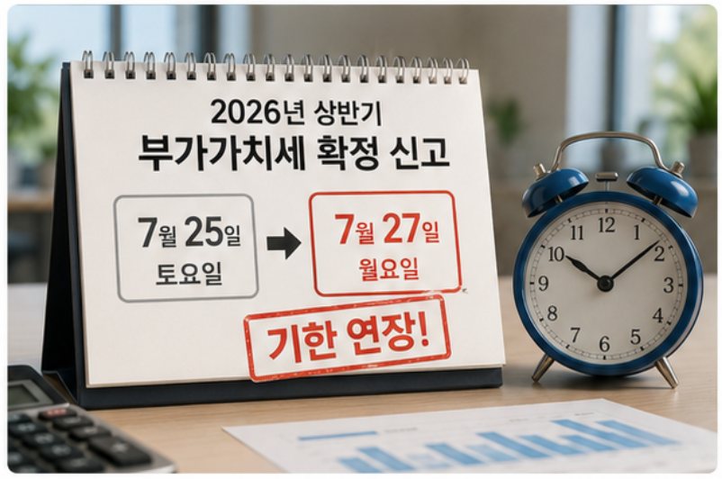 [2026년 상반기] 부가가치세 확정 신고 7월 27일까지 - 사업자 유형별 과세 기간 차이와 필수 체크리스트