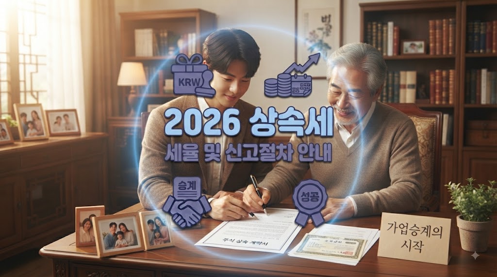 아버지가 자식에게 주식 상속하는 모습