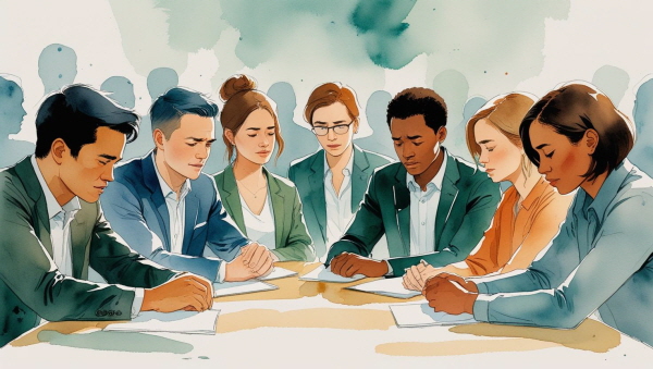 모임에서 중심을 잡고 있는 것처럼 보여도, 정작 자신의 감정은 챙기지 못한 채 남의 기분만 맞춰주게 되는 경우가 많습니다에 관한 그림