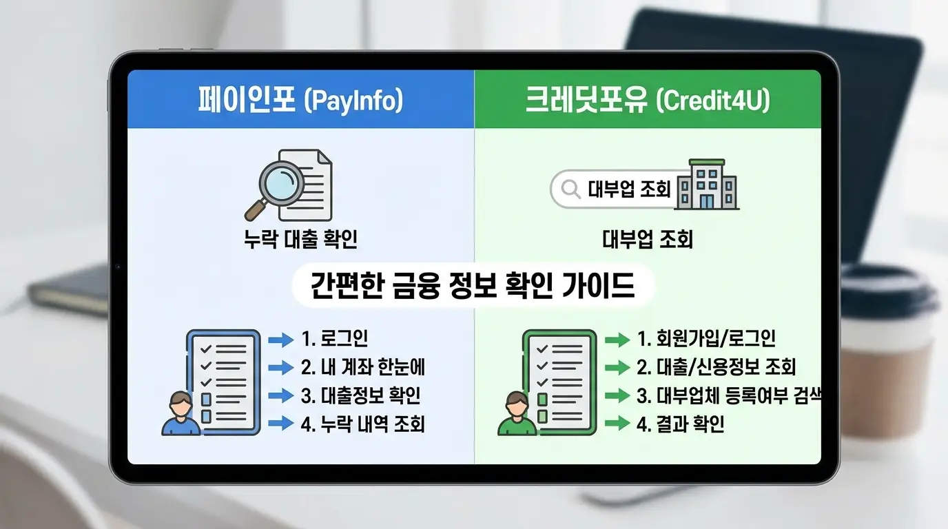 페이인포 누락 대출 확인 및 크레딧포유 대부업 조회 방법