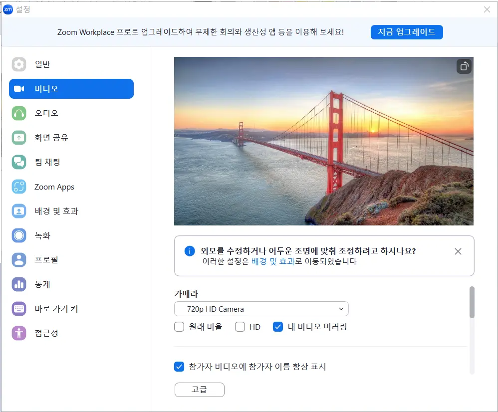 줌 비디오 설정