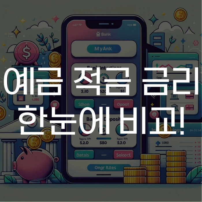 마이뱅크로 예금과 적금 금리 비교하는 사진