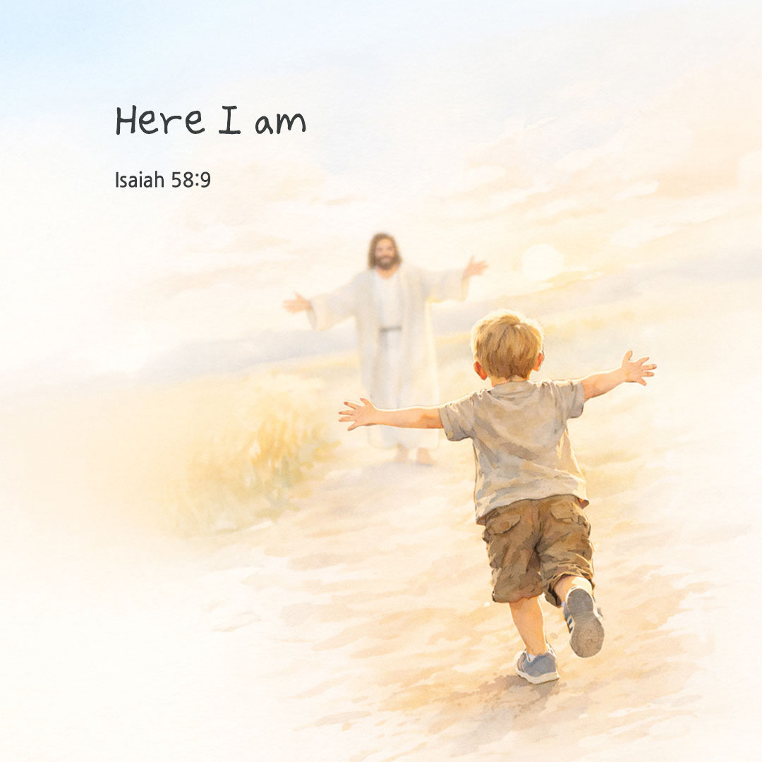 Then you shall call, and the LORD will answer, you shall cry for help, and he will say : &ldquo;Here I am!&rdquo; (Isaiah 58:9) pieonane Daily Bible quote image