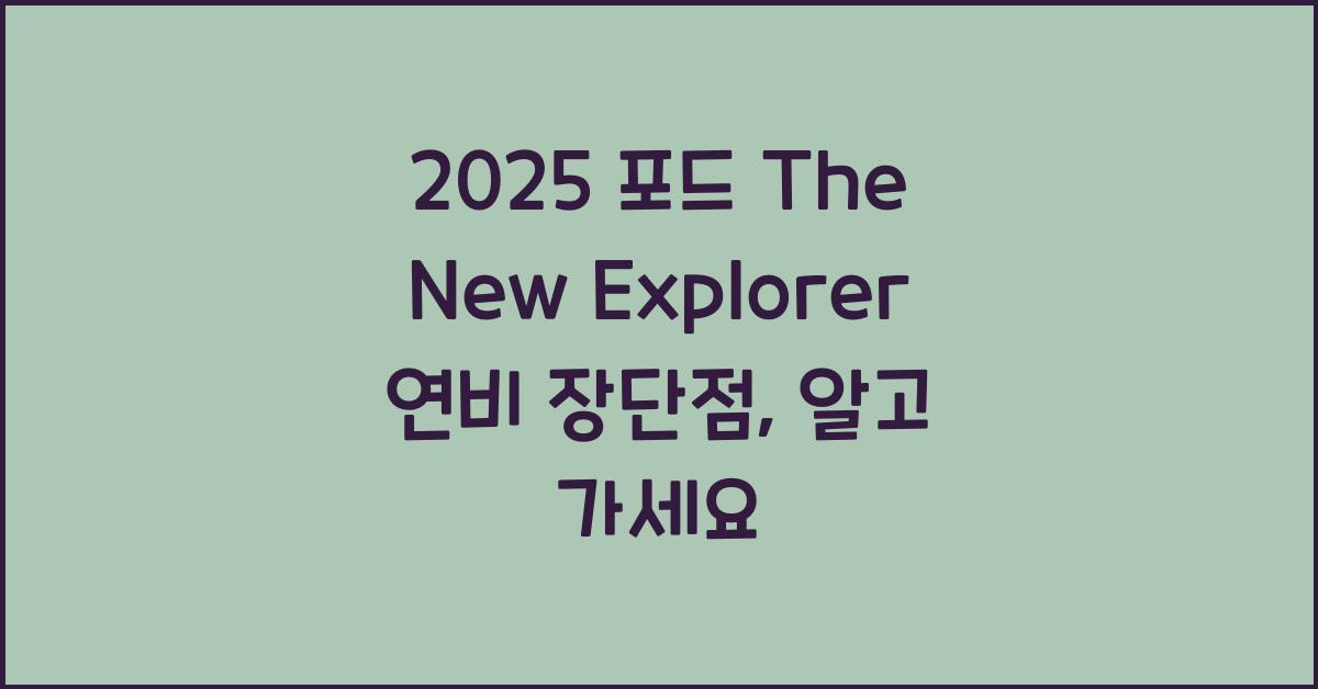 2025 포드 The New Explorer 연비 장단점