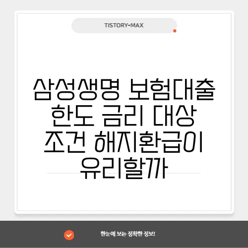 삼성생명 보험대출 한도 금리 대상 조건 해지환급이 유리할까