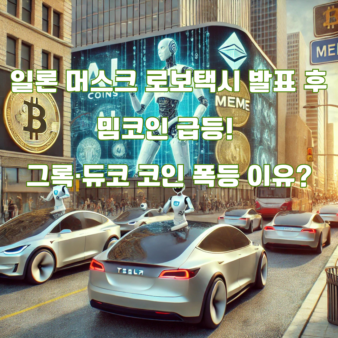 일론 머스크의 로보택시 발표 후 밈코인의 폭등: 그록 코인 &amp; 듀코 코인