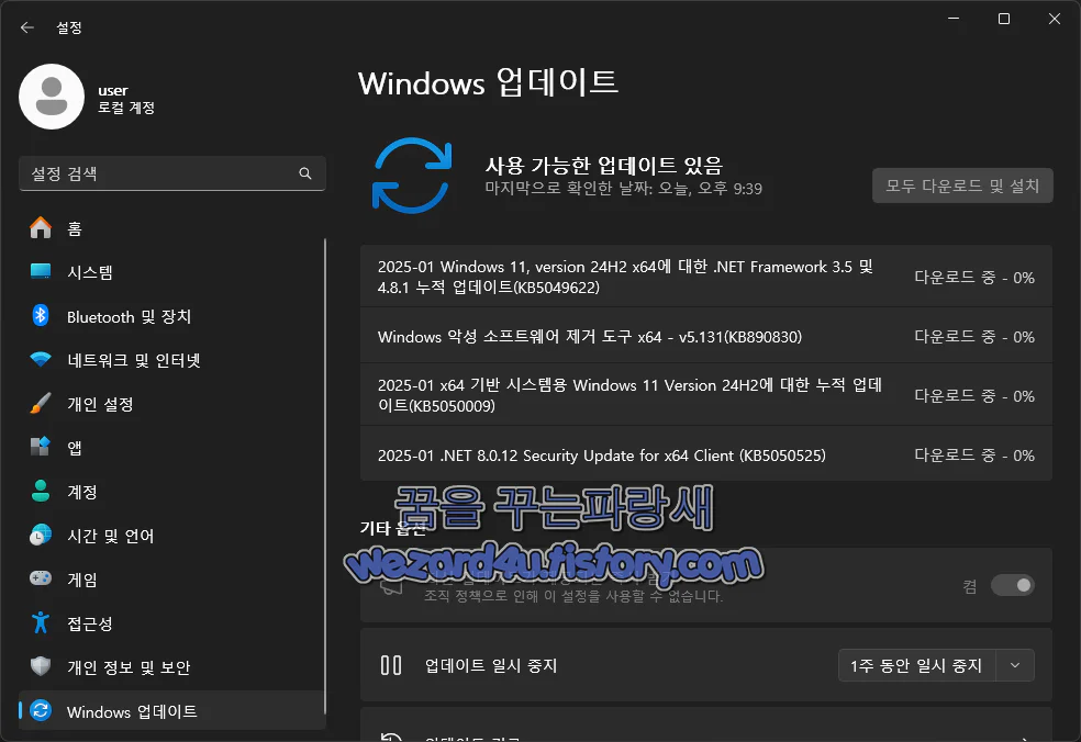 2025-01 x64 기반 시스템용 Windows 11 Version 24H2에 대한 누적 업데이트(KB5050009)