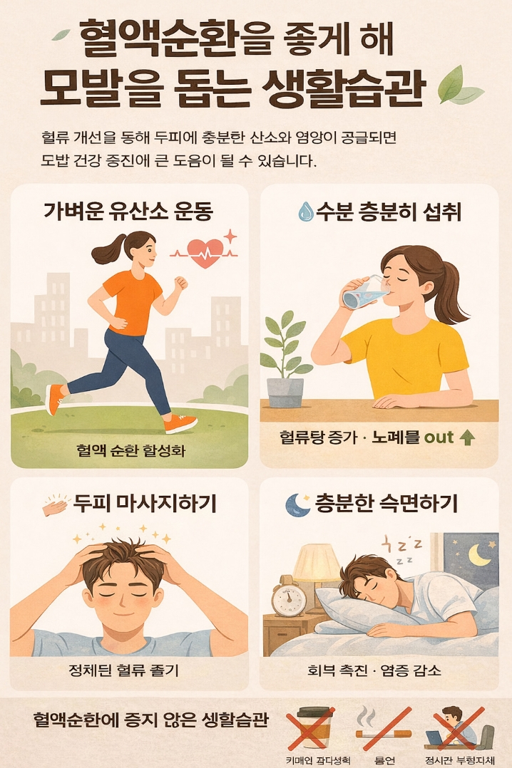 혈액순환을 좋게 해 모발을 돕는 생활습관