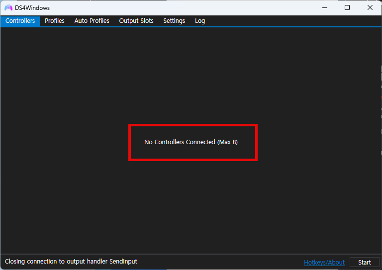 no controllers connected