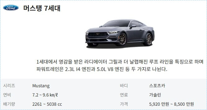 머스탱 가격