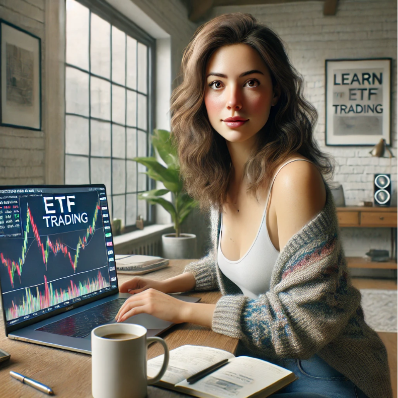 etf플랫폼 사용하는 30대 여성이미지