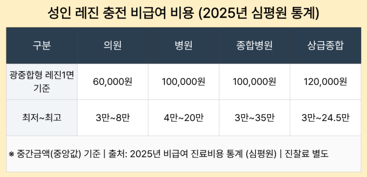 성인 레진 충전 비급여 비용