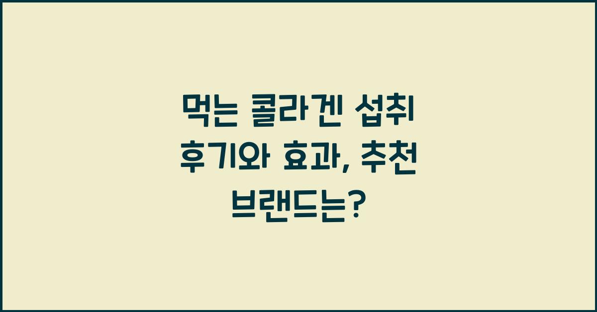 먹는 콜라겐 섭취 후기