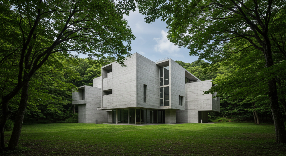 건축가 안도 타다오가 설계한 숲속 본태박물관 외관
