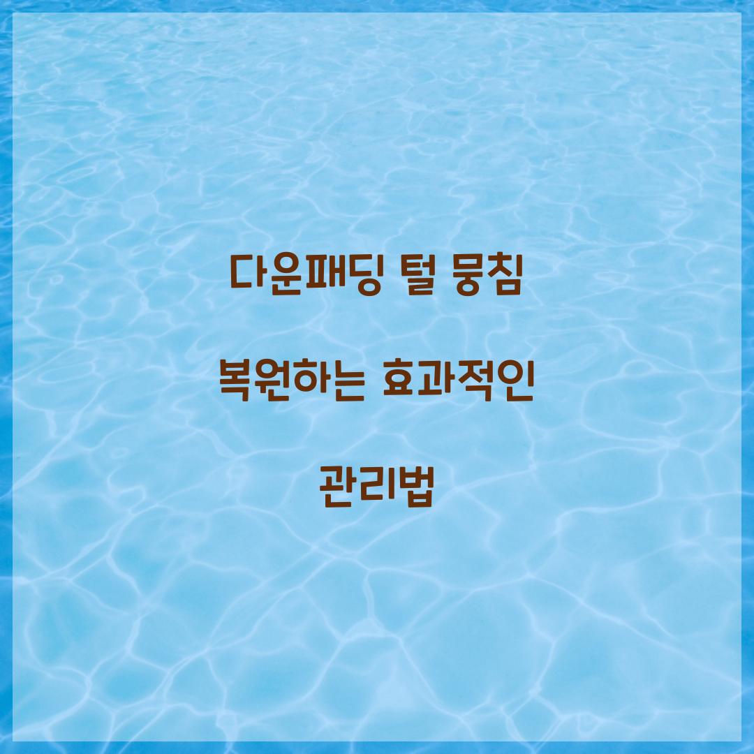 다운패딩 털 뭉침 복원