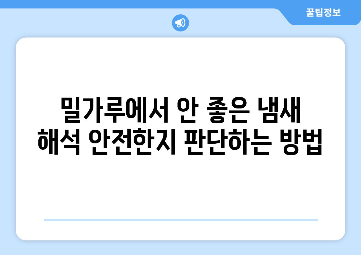 밀가루에서 안 좋은 냄새 해석 안전한지 판단하는 방법