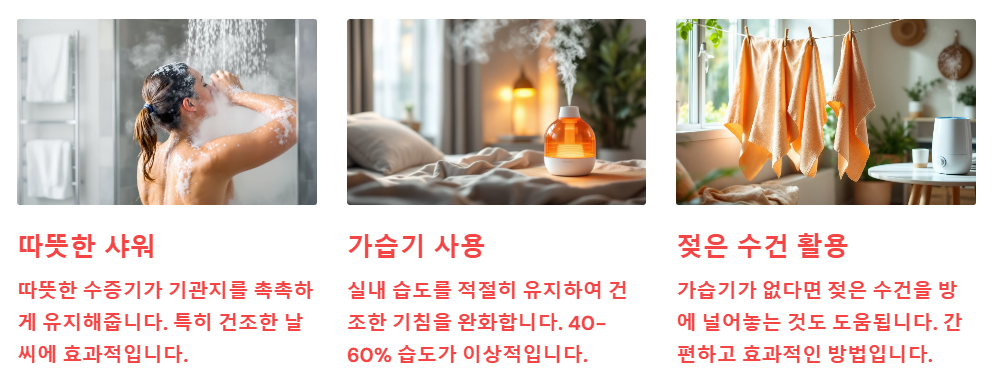 따뜻한 물에 샤워하기 가습기 사용