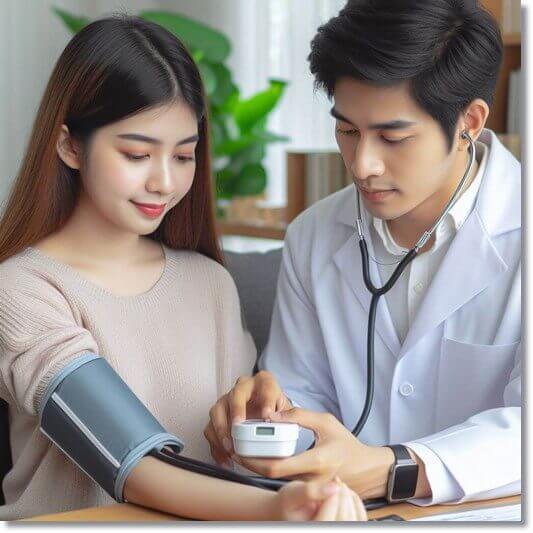 혈압 재는 순환기 장애 여성