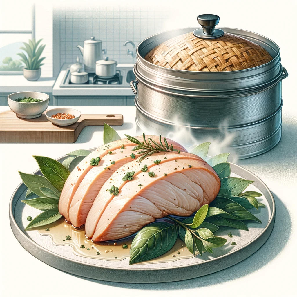 미나리차 스팀 닭가슴살